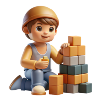 dramatic traditional Child Playing with Building Blocks Cutout professional png