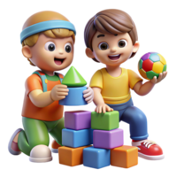 extraordinary rustic Children Playing with Colorful Toys Transparent Background high resolution png