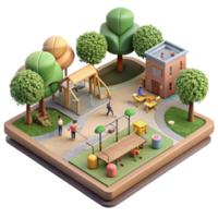 wonderful rustic City Park with Children Playing Isolated Community Space high resolution png