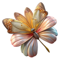 impressive minimalist Close Up of Butterfly on Flower Transparent Background high resolution png