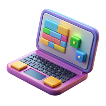 sereno moderno codifica il computer portatile con colorato interfaccia elemento alto qualità png