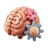 stunning rustic Cognitive Function Illustration Cutout with Brain and Cogwheels premium png