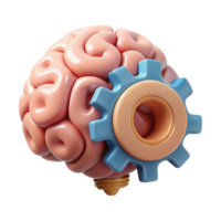 elegant vintage Cognitive Function Illustration Cutout with Brain and Cogwheels original png