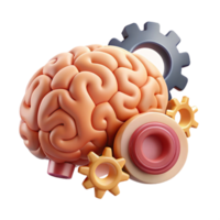 beautiful vintage Cognitive Function Illustration Cutout with Brain and Cogwheels professional png