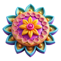 elegant vintage Colorful Rangoli Design with Intricate Details Transparent Background authentic png