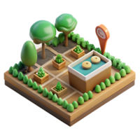 elegant rustic Community Garden Illustration Aerial View Transparent Background professional png