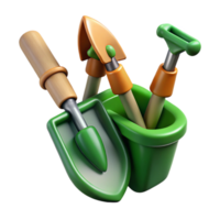 extraordinary abstract Community Garden Tools Isolated with Green Handles authentic png