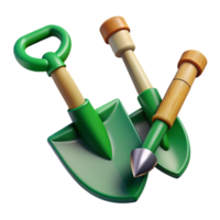 impressive rustic Community Garden Tools Isolated with Green Handles high resolution png