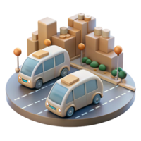vibrant abstract Connected Autonomous Vehicles in City Traffic Transparent Background professional png