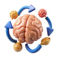 serene vintage Creative Thinking Process Diagram Isolated with Brain and Arrows exclusive png