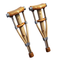 stunning minimalist Crutches Pair Wooden Transparent Background Cutout high resolution png