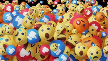 Transition of a Group of Facebook Reaction Emoji Balls in Different Sizes video