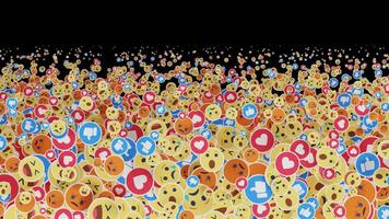 Überleitung von ein Gruppe von gebogen Facebook Reaktion Emoji Aufkleber im verschiedene Größen video