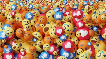 Transition of a Group of Bent Facebook Reaction Emoji Balls in Different Sizes video
