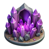extraordinary minimalist Crystal Cave Interior with Purple Crystals authentic png