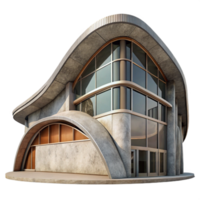 stunning rustic Curved Building Modern Architecture Transparent Background professional png