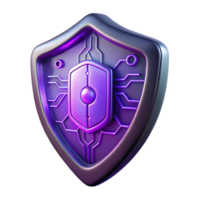 beautiful minimalist Cyber Identity Shield Purple Glow Isolated authentic png
