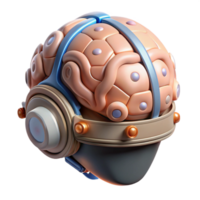 vibrant abstract Cybernetic Brain Helmet Interface Connections Visible Transparent detailed png