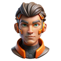 magnificent minimalist Cyberpunk Avatar Head Cutout with Orange Highlights professional png