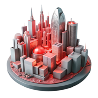 impressive minimalist Cyberpunk Cityscape Red Accents Cutout authentic png