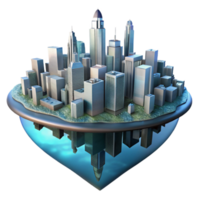 beautiful contemporary Cyberpunk Cityscape Reflection in Water Isolated Element original png