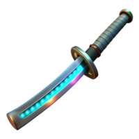 magnificent artistic Cyberpunk Katana Cutout with Glowing Blade professional png