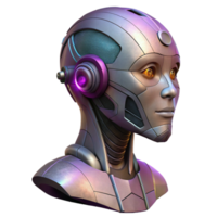 elegant abstract Cyberpunk Robot Head Cutout with Red Eyes genuine png