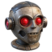 extraordinary classic Cyberpunk Robot Head Cutout with Red Eyes high quality png