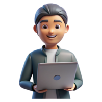 vibrant artistic Cybersecurity Expert Avatar with Laptop Transparent Background authentic png