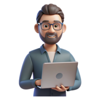 wonderful classic Cybersecurity Expert Avatar with Laptop Transparent Background high resolution png