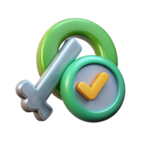 impressive creative Cybersecurity Key Icon Cutout with Green Checkmark high resolution png