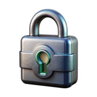 beautiful creative Cybersecurity Lock Icon Transparent with Metallic Finish authentic png