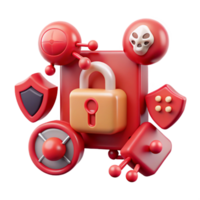 beautiful modern Cybersecurity Threats Visualization with Red Malware Icons Transparent Background professional png