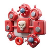 stunning creative Cybersecurity Threats Visualization with Red Malware Icons Transparent Background professional png