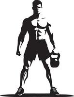 Man Do Workouts with Kettlebell Silhouette. vector