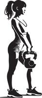 Woman Do Workouts with Kettlebell. vector