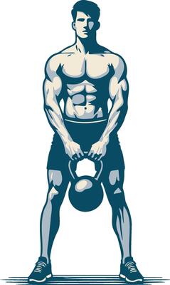 Man Do Workouts with Kettlebell.