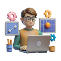 stunning minimalist Designer Working with Ai Software on a Laptop Top View Cutout premium png