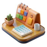 serene vintage Desk with Calendar and Planner Isolated genuine png