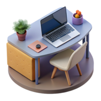 magnificent rustic Desk with Laptop Top View Cutout Element authentic png