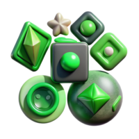 stunning artistic Digital Art Icon Set Isolated with Green Lighting 4K png