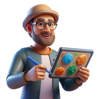 elegant artistic Digital Artist Using Ai Tool on Tablet Screen Isolated genuine png