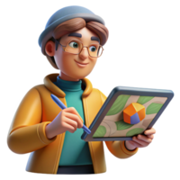 impressive artistic Digital Artist Using Ai Tool on Tablet Screen Isolated high quality png