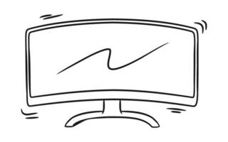 Hand Drawing of A Curved Monitor vector
