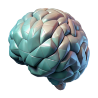 wonderful minimalist Digital Brain Model Low Poly Design Transparent Background detailed png
