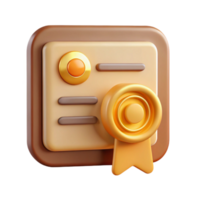 elegant abstract Digital Certificate Icon Cutout with Gold Seal high quality png