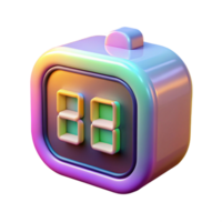 vibrant classic Digital Clock Glitching Time Loop Transparent Background professional png
