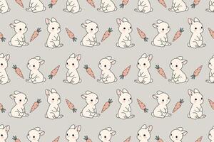 Cute rabbits and carrots seamless pattern, pastel bunny repeat design for fabric and wallpaper vector