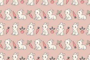 Adorable rabbits and veggies seamless pattern, pastel bunny repeat design for fabric and decor vector