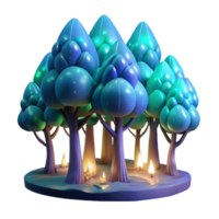 elegant vintage Digital Forest with Glowing Trees Transparent Background authentic png